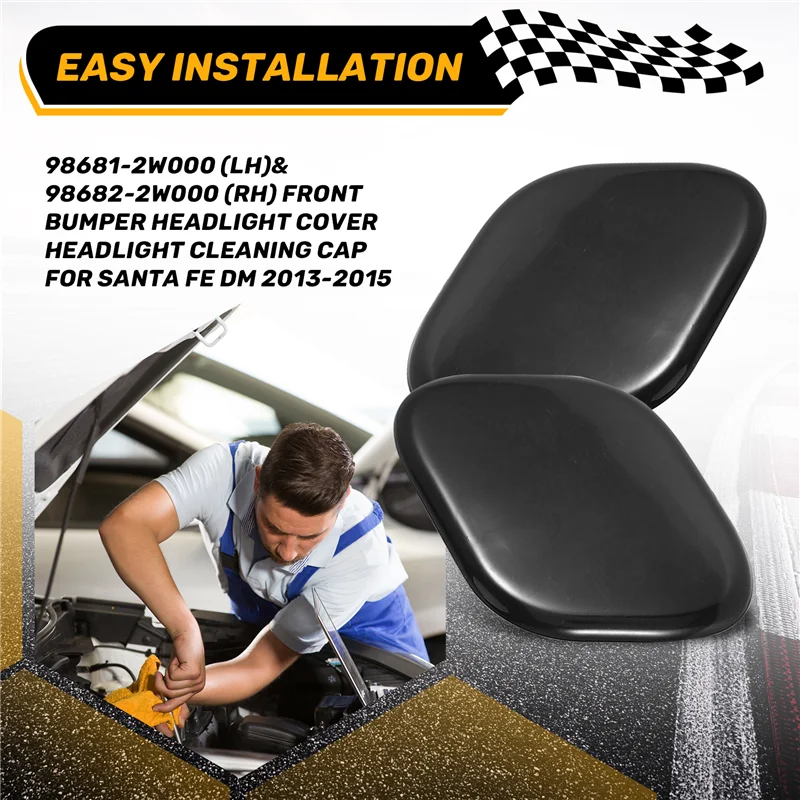 

ABIB -98681-2W000 (LH)& 98682-2W000 (RH) Front Bumper Headlight Cover Headlight Cleaning Cap For Hyundai Santa Fe DM 2013-2015