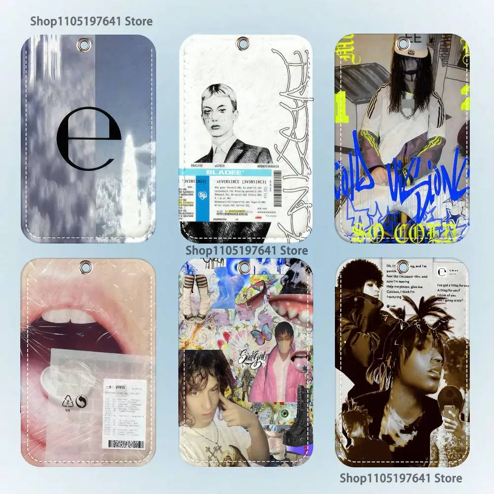 

Drain G-Gang Ecco2k Pattern 1Pc PU Leather Card Holder Keychain Key Ring Door Lock Access Tags ID Card Case Keychain Card