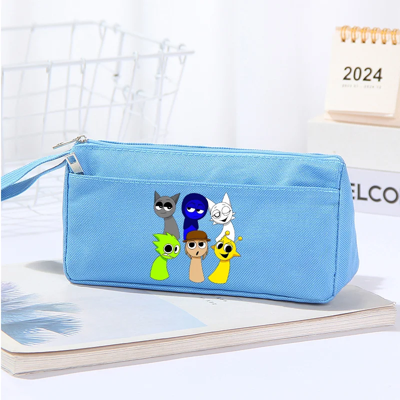 

Sprunki Canvas Pencilcase Cute Cartoon Printed Pencilbag Fashion Zipper Students Back To School Gifts Stationary Storage Pouch