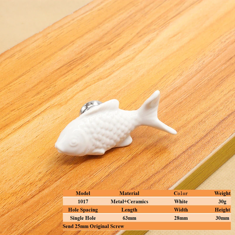 Grass Carp Shape Cartoon Color Wardrobe Single Hole Ceramic Handle Furniture Bookcase Drawer Cupboard Door Handle image 3