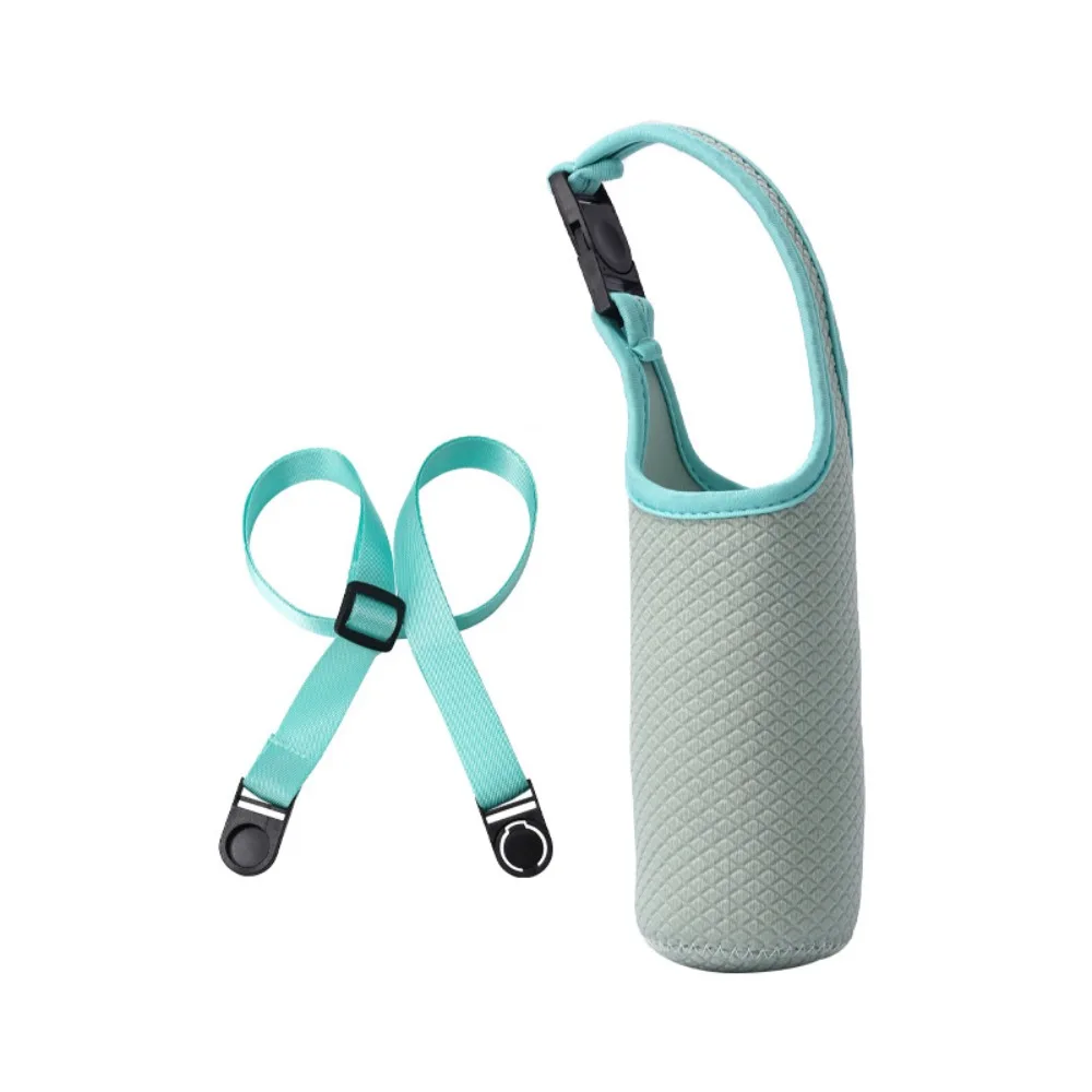 Neoprene Sport Water Bottle Cover Adjustable Shoulder Strap Protective Water Bottle Case Solid Color Elastic Fabric