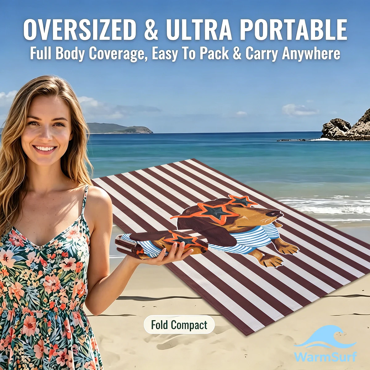 

Cool Dachshund Stripe Beach Towel Sand Free Quick Dry Absorbent Thin Compact Towels for Swimming Pool Camping Beach Accessories