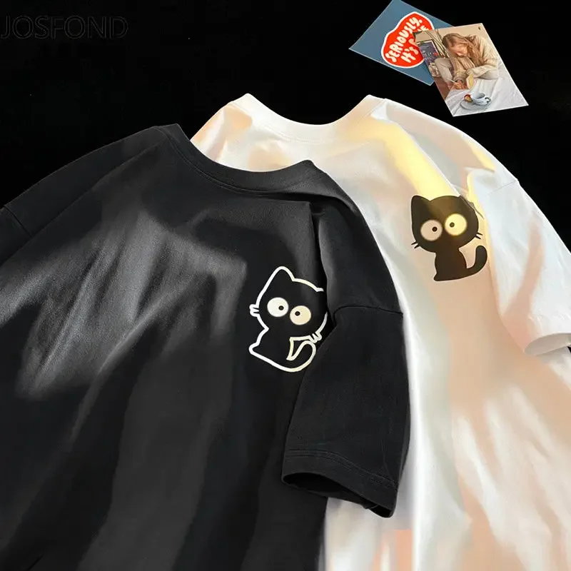 Vrouwelijke Casual Afdrukken O-hals Korte Mouw T-shirt 2024 Nieuwe Zomer Trend All-Match Losse Cartoon Trui Top Tee Vrouwen kleding