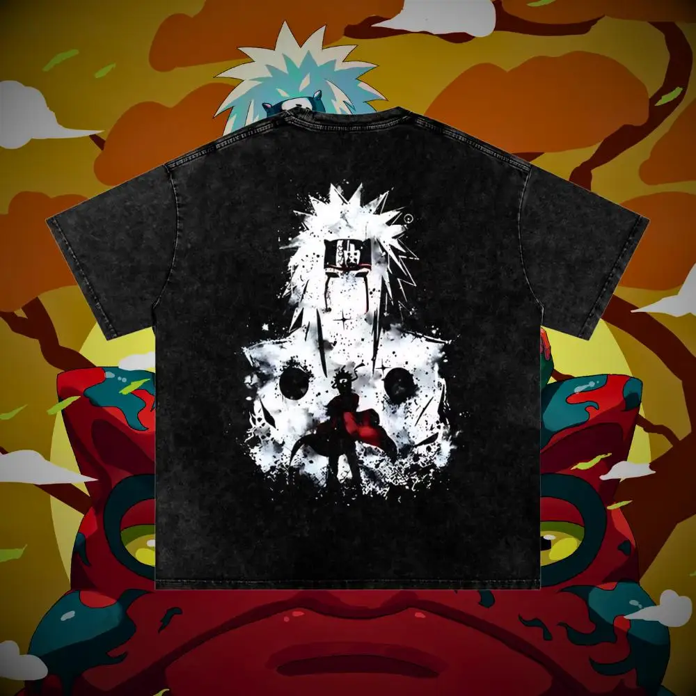 

Футболка Jiraiya с рисунком в винтажном стиле, хлопковая промытая рубашка для мужчин и женщин, уличная одежда в стиле Харадзюку, Y2K, лето