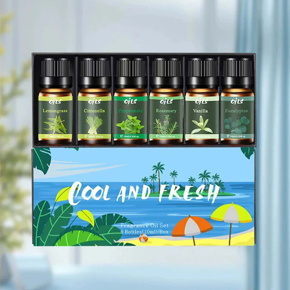 

New Holiday Gift Set 6 Luxury Essential Oils for Home & Wellness Spa Quality Eucalyptus Vanilla Peppermint Blends Diffuse