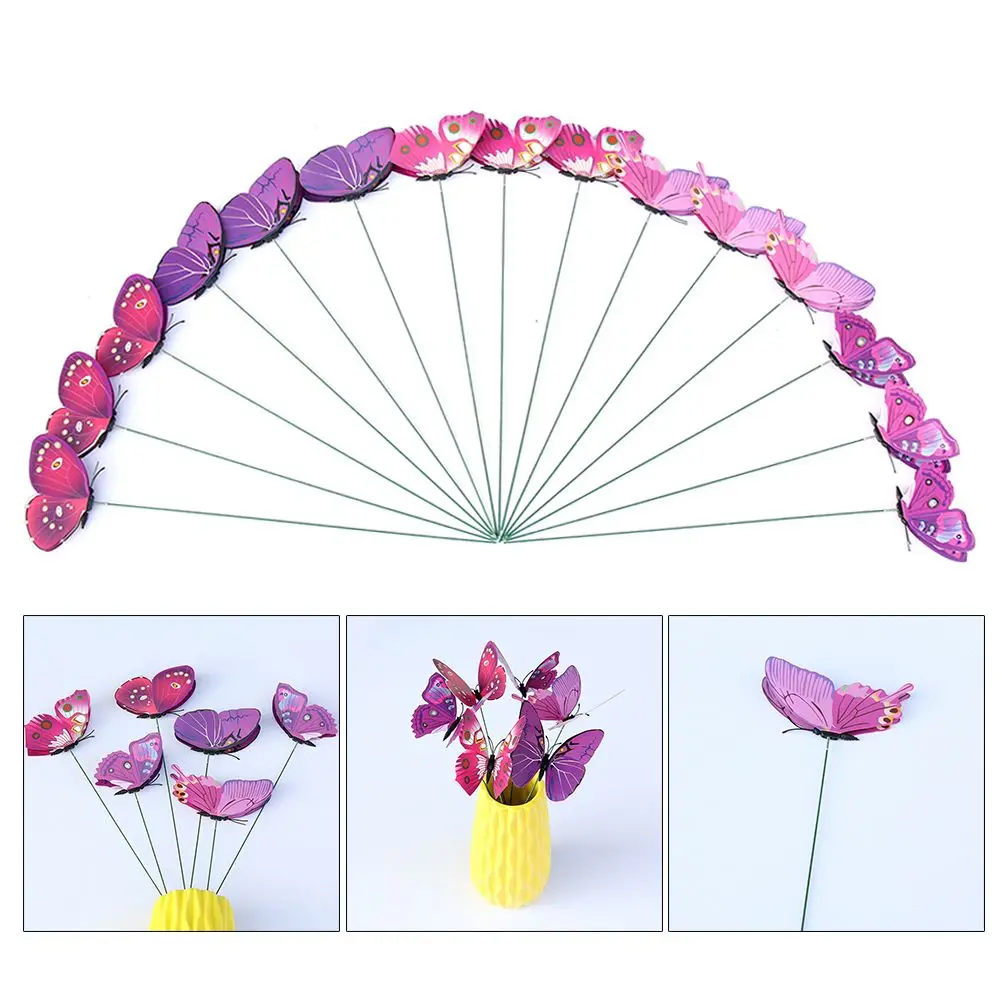 

24 Pcs Simulation Butterfly Decorative Stakes Waterproof PVC Garden Lawn Plant Ornament stakes for garden plant