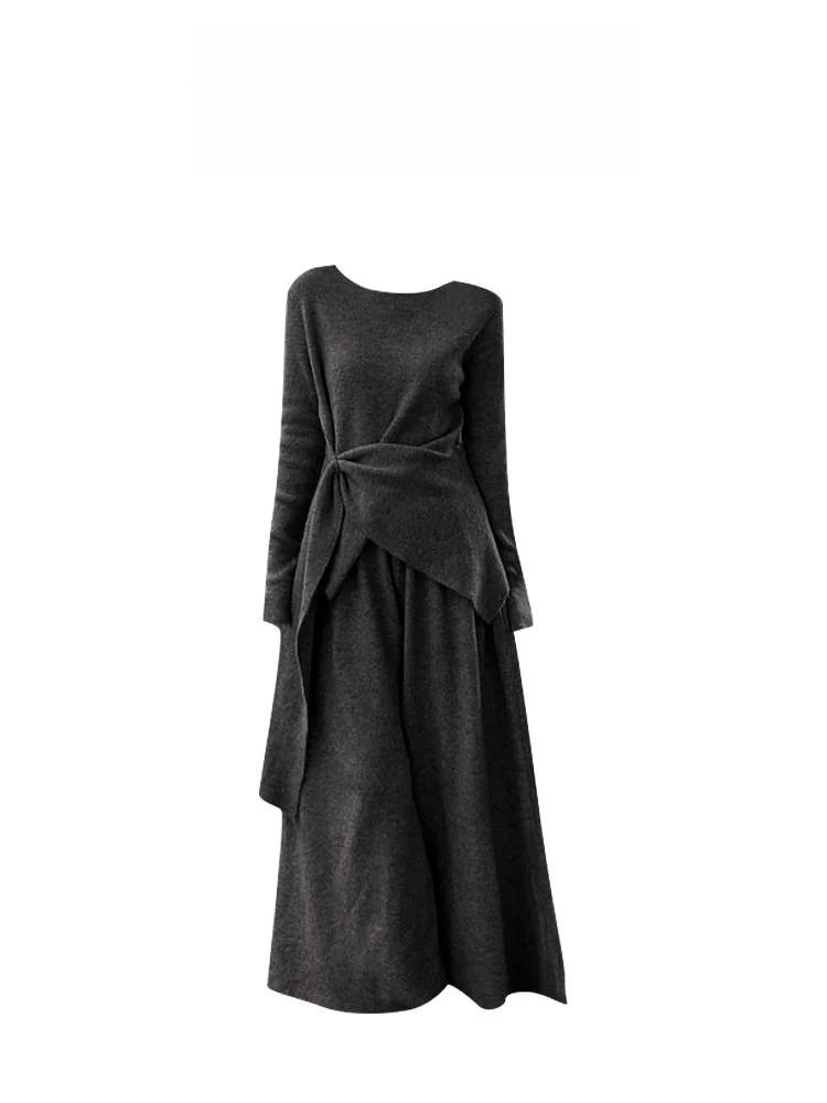 

Женский комплект Ele Long Sve: повседневные брюки с высокой талией, утягивающие, модный осенний костюм из двух предметов