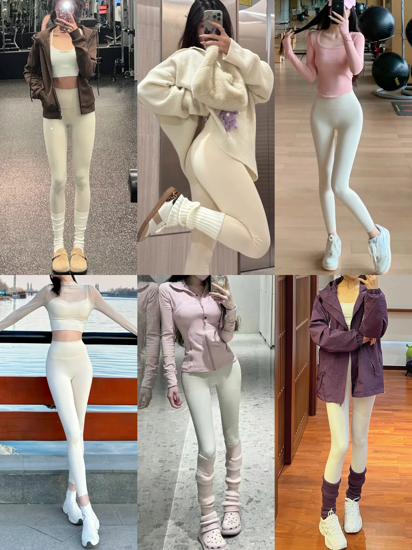 กางเกงโยคะเอวสูงสีขาวสำหรับผู้หญิง ฟิตเนส พิลาทิส กระชับหน้าท้อง ลดสัดส่วน เลกกิ้ง ระบายอากาศ ยืดหยุ่น ไนลอน สแปนเด็กซ์