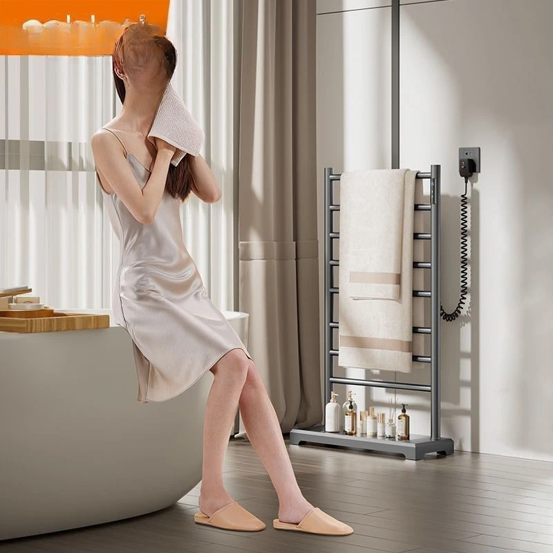 Towel rack, smart constant temperature in household bathroom, carbon fiber heating and drying floor-to-ceiling bathroom rack