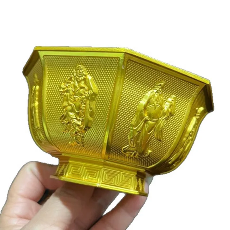 Antique Gilt Bronze Eight Immortals Bowl Living Room Decorative Ornament