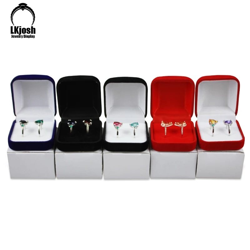Velvet Jewelry Box Ring Bo Jewelry Storage Box Double Ring Box Pearl Treasure Box Wedding Gift Box Joyeros Organizer De Joyas