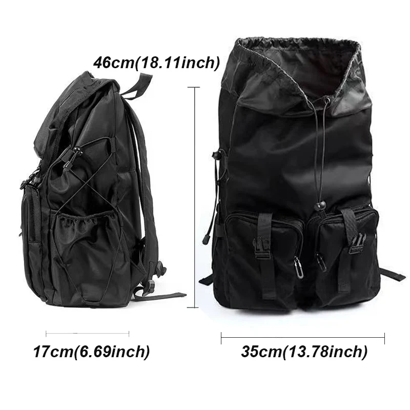 New Drawstring Hasp Buckles Casual Backpack Men Women College School Bags Notebook Backpacks Simple 15.6 Inch Laptop Bag For Men