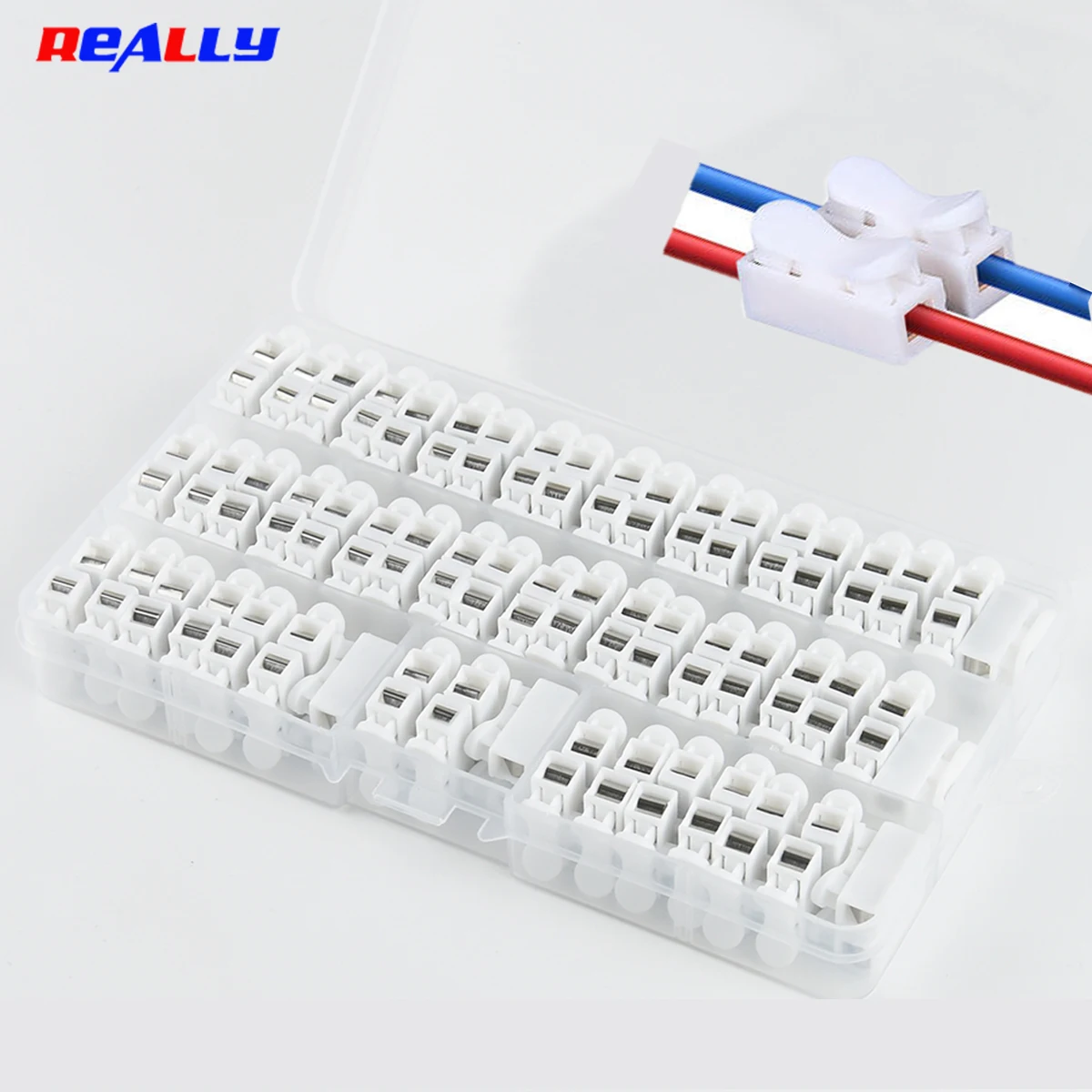 

26/55pcs LED Light Wire Spring Connector Two Press Docking CH2 Quick Connector Cable Clamp Terminal Block General Terminal Box