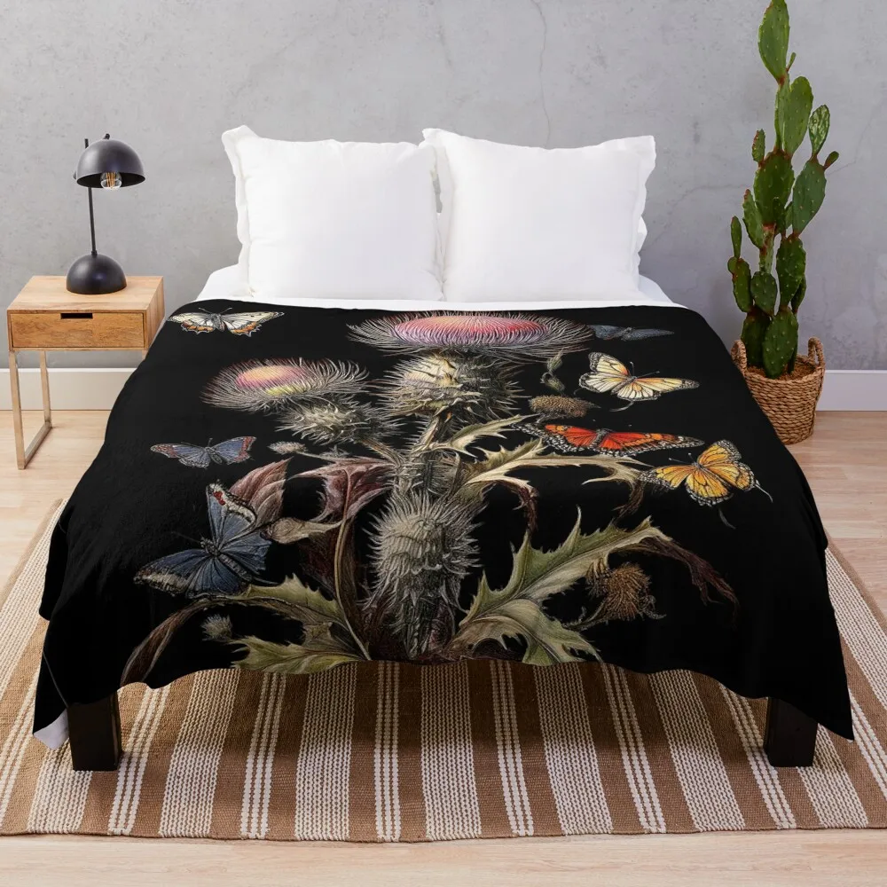 

Thistle and Insects II Throw Blanket Polar Comforter Decoratives Blankets For Sofas Blankets