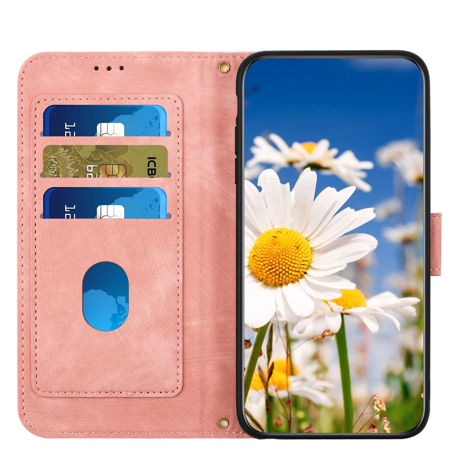 Malerei Kunst Blume Leder Telefon Brieftasche Fall Buch Für Samsung Galaxy S25 S24 S23 S22 S21 S20 FE A06 A16 A26 A36 A56 Flip-Cover – Detail 14