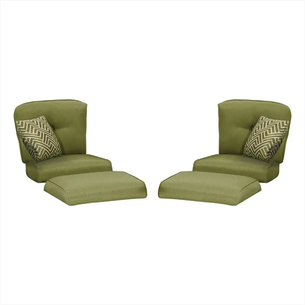 

Set Of 2 Replacement Cushions For Strathmere Armchairs In Cilantro Green, Weather-Resistant Seat, Back, Ottoman Cushions And