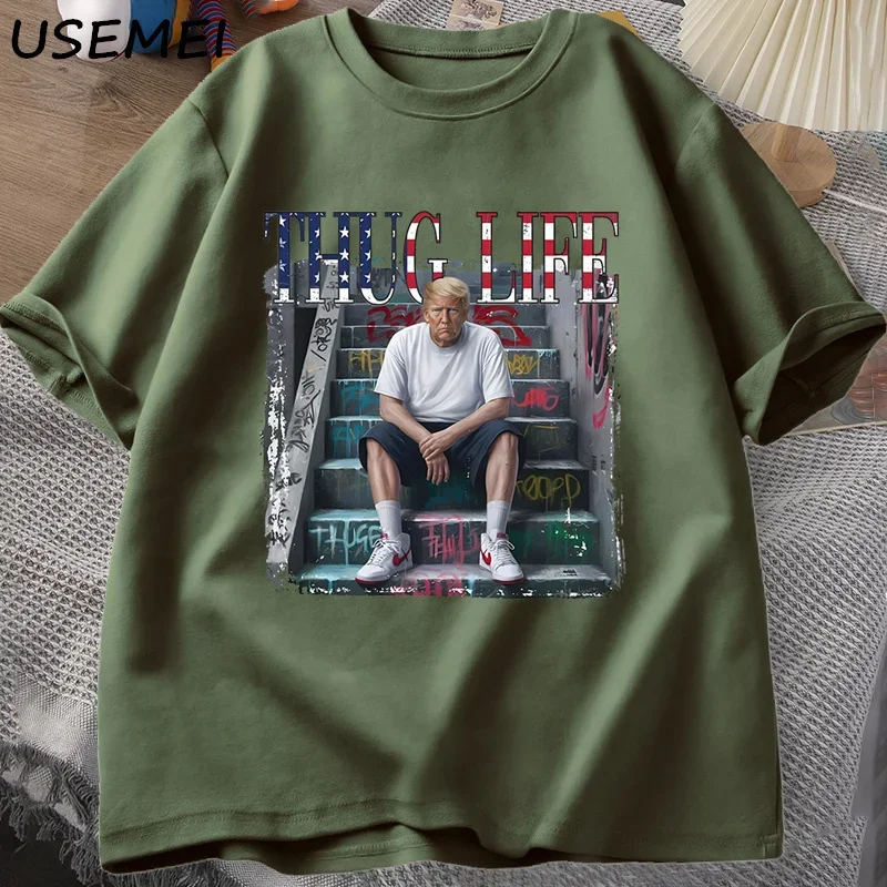 Divertente Donald Trump Thug Life Meme magliette uomo donna Graphic Tee Shirt cotone manica corta t-Shirt abbigliamento uomo Casual Tee