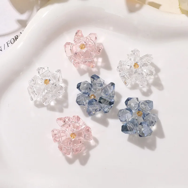 Colorful Crystal Beads Beaded Flower Cluster Embellishment 4pcs Wholesale DIY Sewing Button Hole Shoes Decoration Accessory