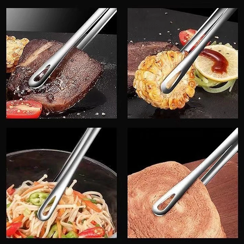 _ Зажим для барбекю из нержавеющей стали, кухонный зажим для мяса, нескользящий антипригарный зажим для стейка, кухонный инструмент для фотографий