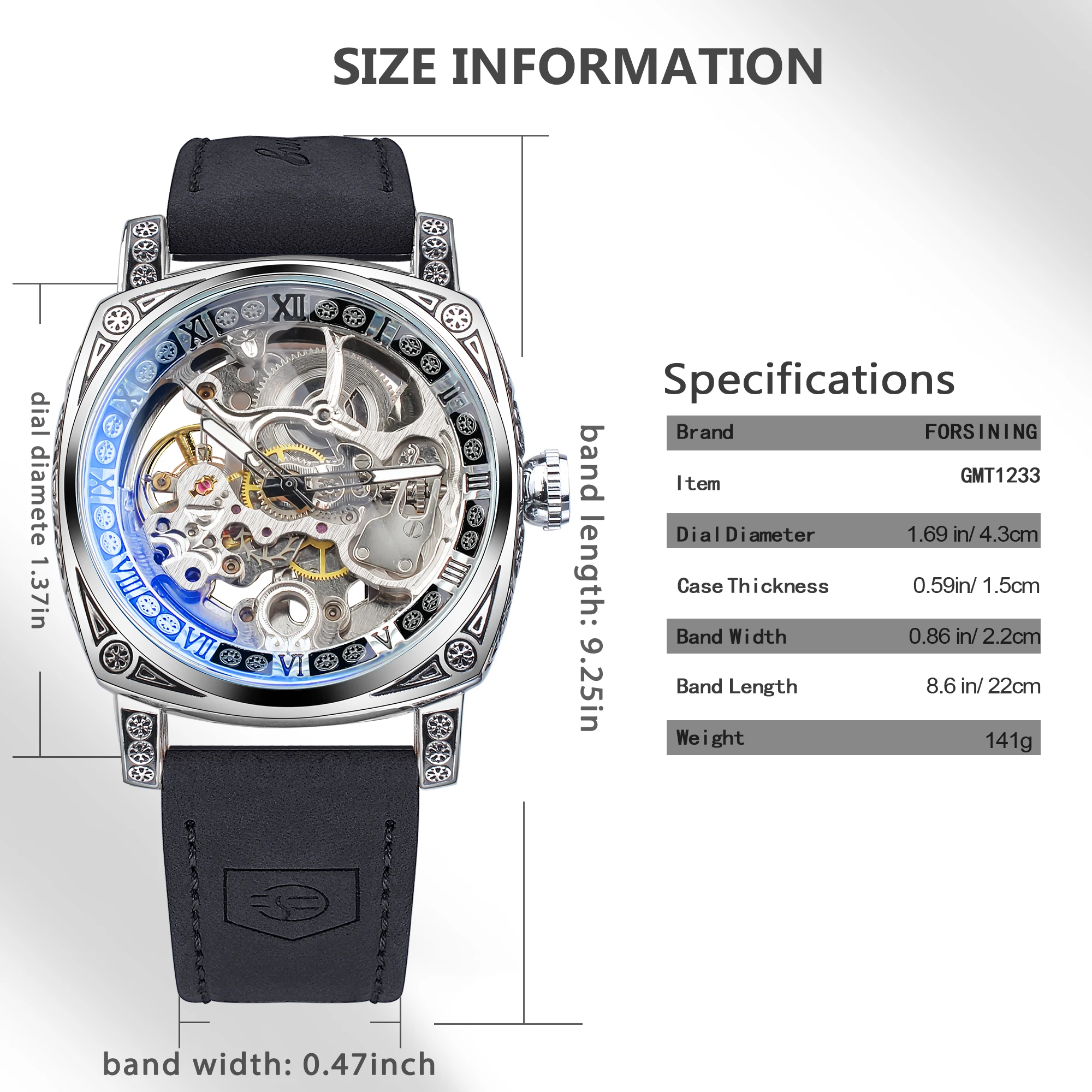 Forsining Luxury Retro Carving Man's Automatic Mechanical Watches Waterproof Cool Black Genuine Leather Wristwatch Gifts For Men