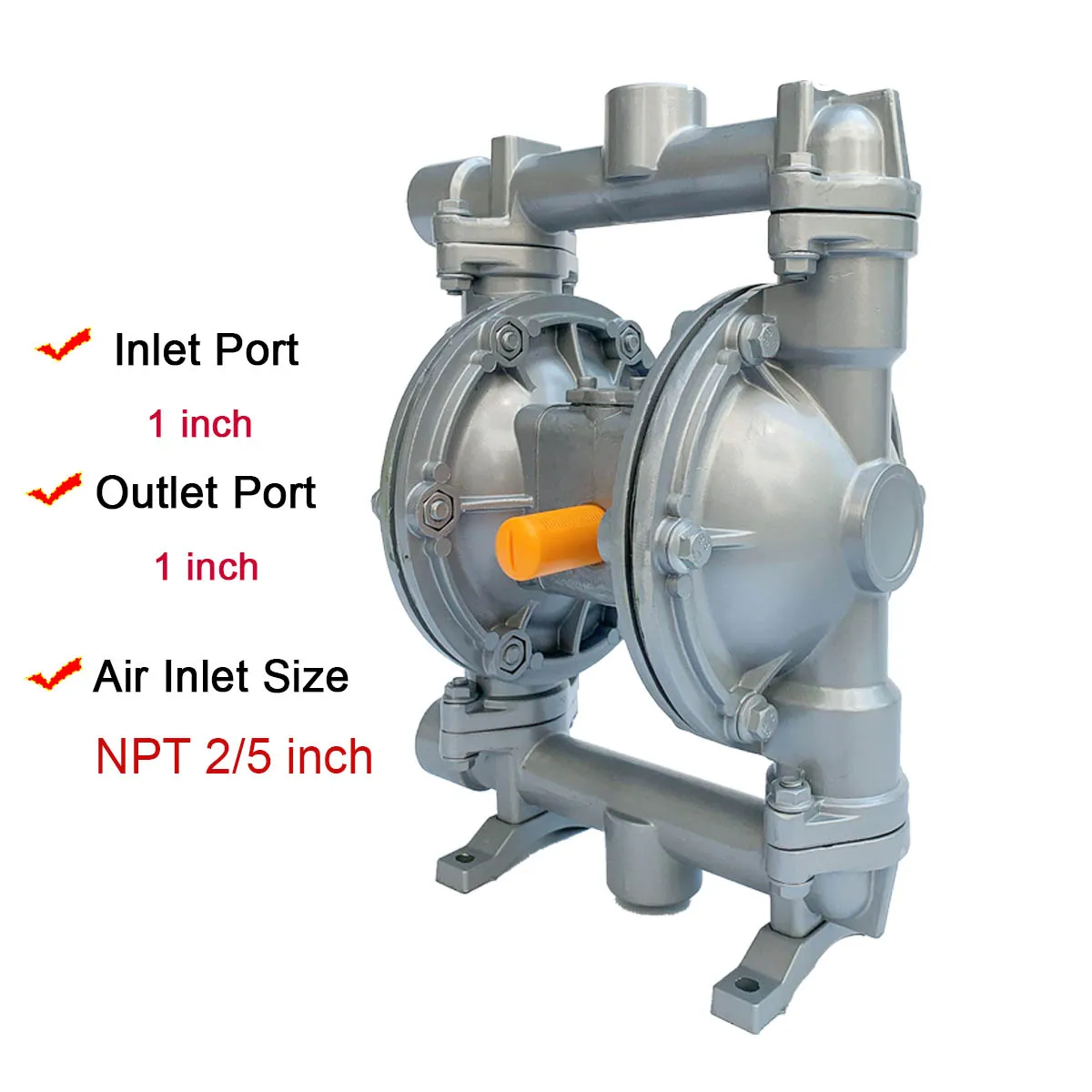 مضخة غشاء 22GPM تعمل بالهواء المضغوط مزدوجة الحجاب الحاجز الألومنيوم 100 PSI + 1 بوصة مدخل/مخرج مضخة ماكس معدل التدفق 5 m3/ساعة