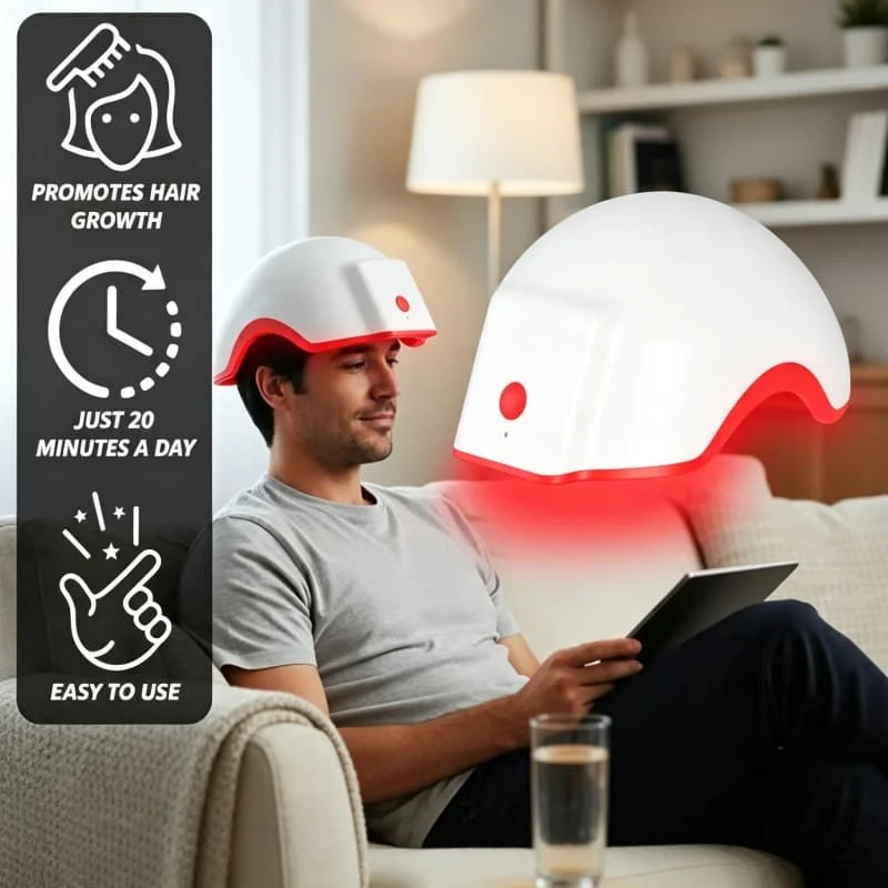 Hair Growth Cap Red Light Helmet Hair Regrowth Hat Anti Hair Loss Scalp Care Device USB Charging Lightweight Portable 20 Mins
