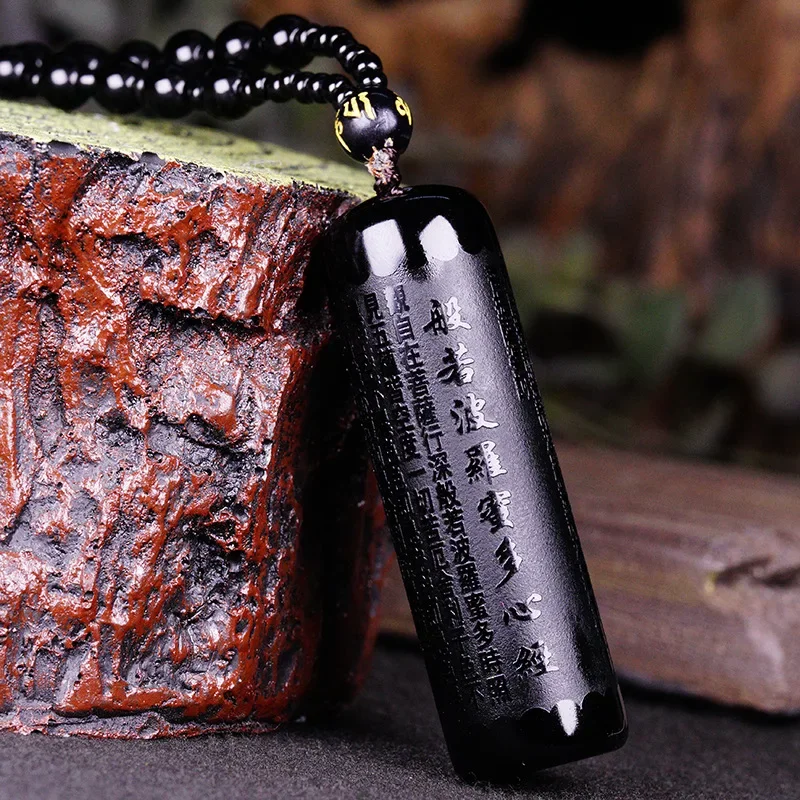 1Pc Black Obsidian Buddha Pendant Prajnaparamita Buddha Necklace Pendant Men\'s Pendant Women\'s Jewelry and Bead Chain