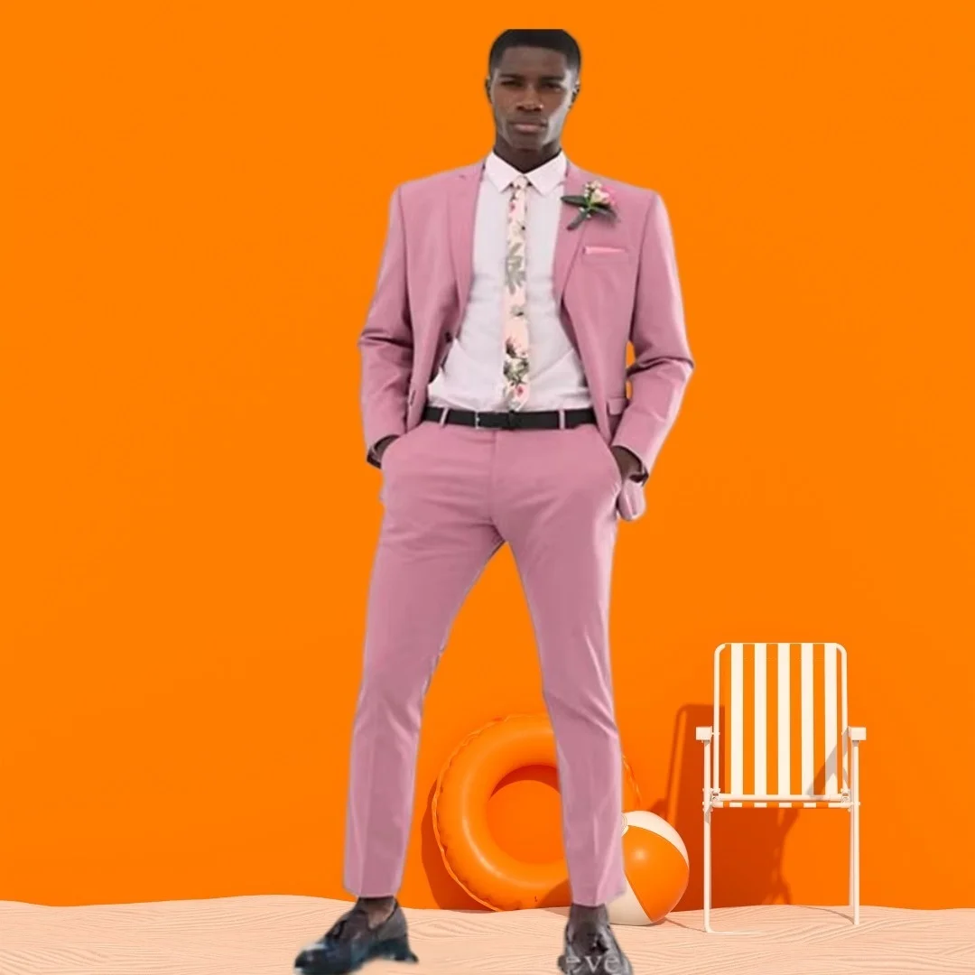 

Новое поступление, повседневный розовый свадебный приталенный смокинг для жениха, мужские костюмы, формальный пиджак с зубчатыми лацканами для выпускного вечера, костюм homm (куртка + брюки)