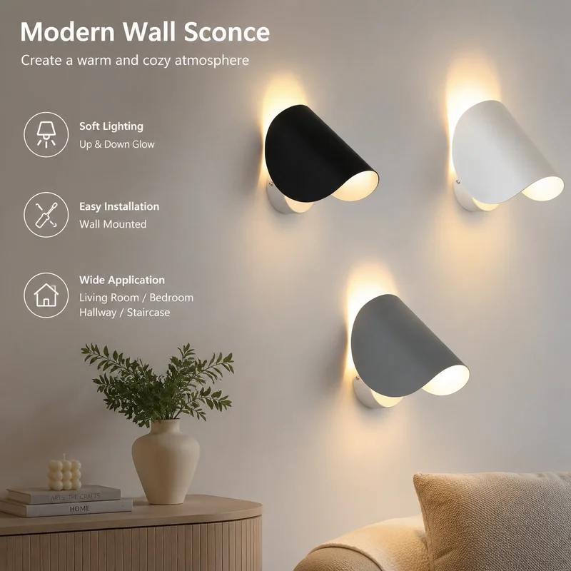 LED Wall Sconce Modern Nordic Rotating Reading Light, Adjustable Design for Bedroom, Guest Room, Hallway and Stairway Decor Lamp