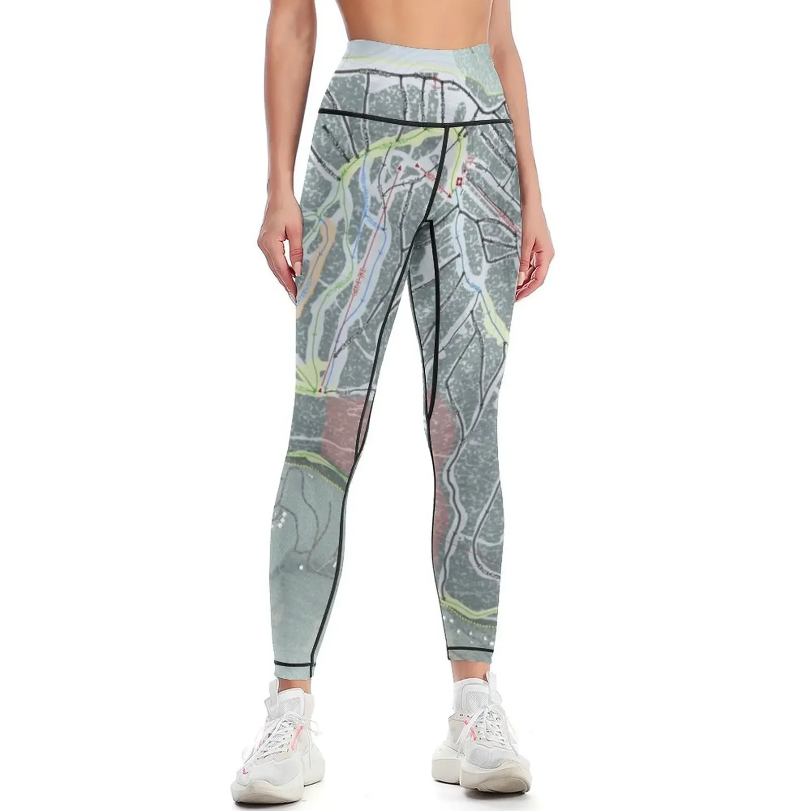 

Taos Ski Valley Resort Trail Map Leggings trousers Golf wear gym's clothing high waist Womens Leggings