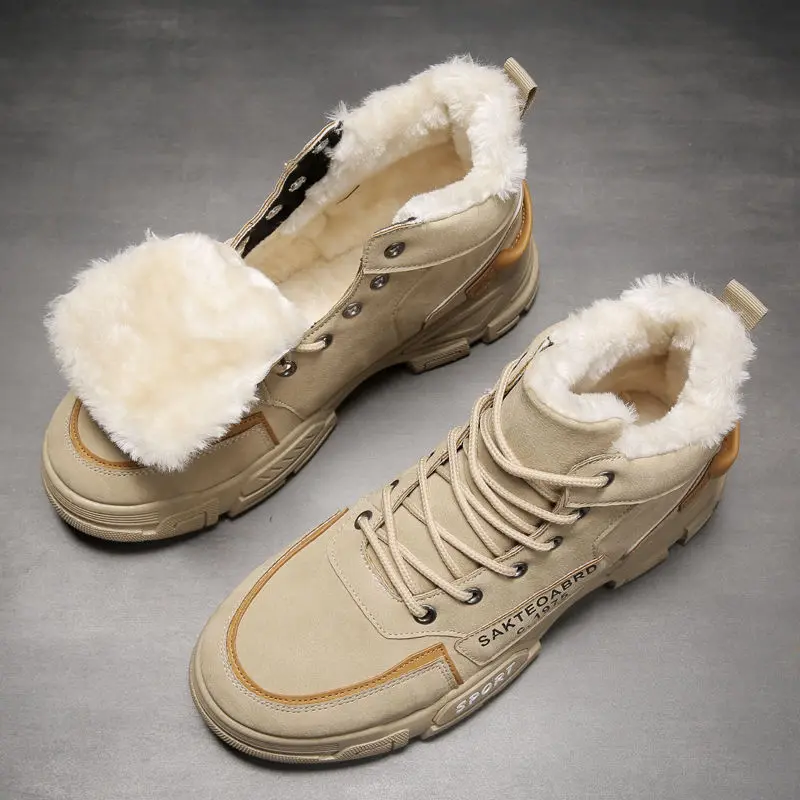 جديد الشتاء الرجال الرياضة عارضة الدانتيل يصل عالية أعلى صوف مبطن القطن الثلوج الأحذية الدافئة المألوف الكورية نمط المضادة للانزلاق دائم #3