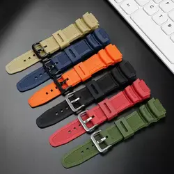 Rubber Watch Strap for Casio AQ-S810W/S800W AE-1000W SGW-400H/300H/500H W-735H Silicone Black Pin Buckle Wrist Band Bracelet