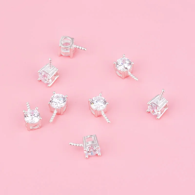 لؤلؤ صناعة يدوية نصف تشطيب حامل دلاية ماسية واحدة ، قلادة فضة إسترليني S925 ، إكسسوارات سهلة الاستخدام #1