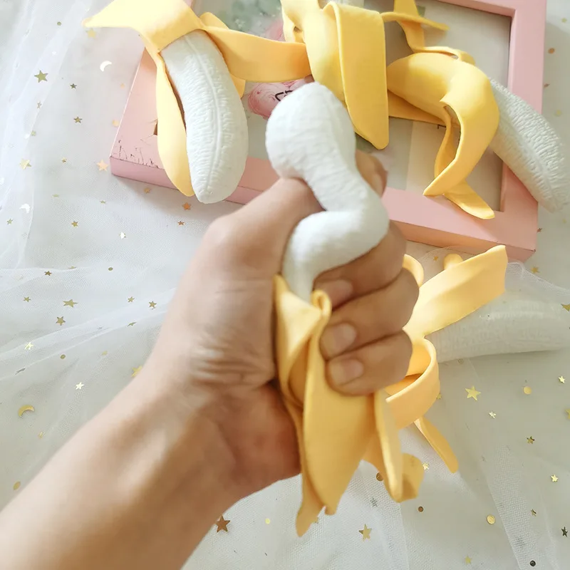 Espremer e jogar brinquedo de alívio do estresse fruta banana melancia morango, adequado para crianças e adultos presentes de férias
