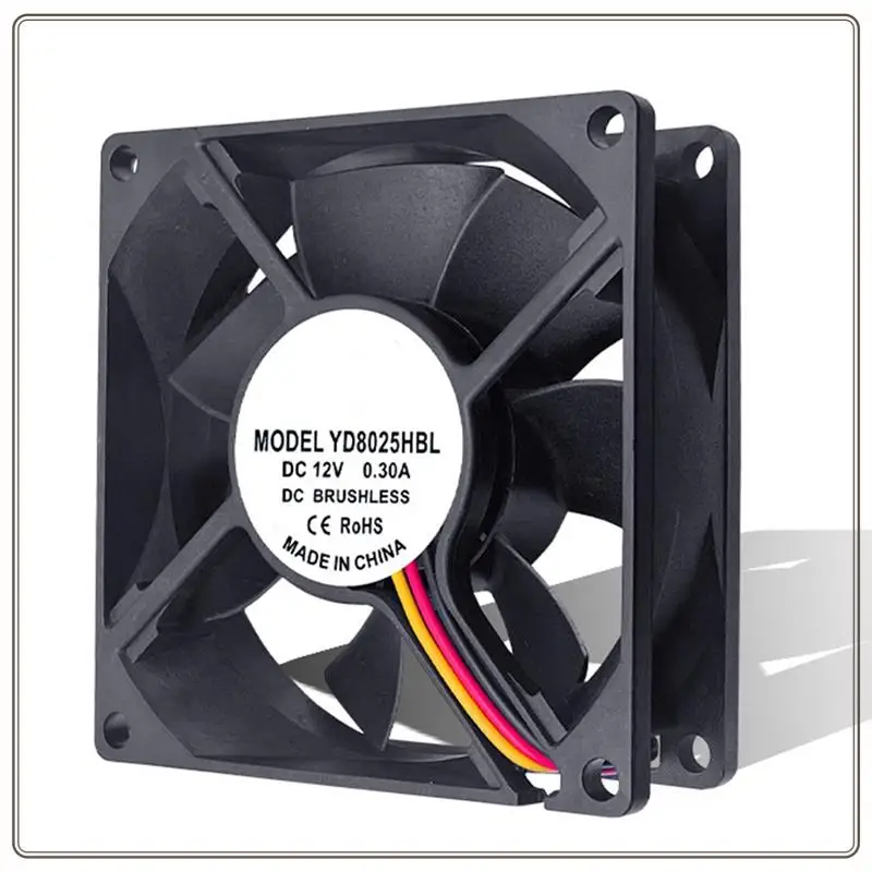 Reliable-Efficient 8Cm Cooling Fan For PC, DC 12V 0.3A, Mute 8025, 3-Pin Connector For Computer Case,Efficient 8Cm Cooling Fan F