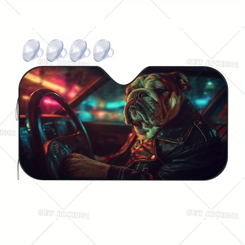 

Бульдог неоновый автомобиль для ночного вождения Sunsha подходит для защиты от ультрафиолета теплозащитный экран городской пейзаж произведения искусства для аксессуаров для салона автомобиля