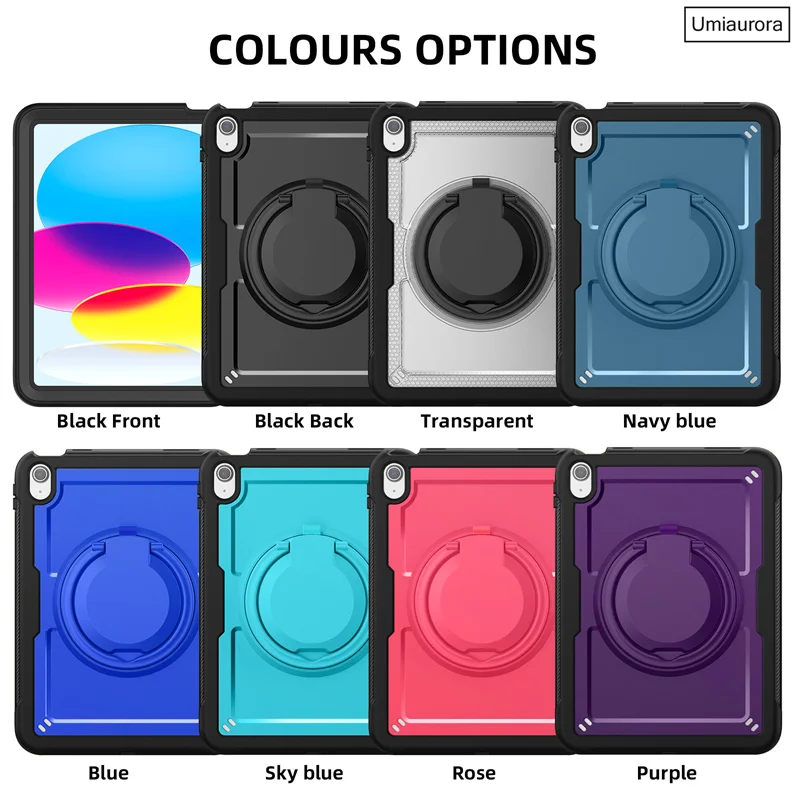 For IPad 9.7 Air 3 10.5 7th 8th 9th 10.2 10th 10.9 11th Gen 11 inch A16 Pull Ring Stand Strap Shockproof Tablet Case Armor Funda