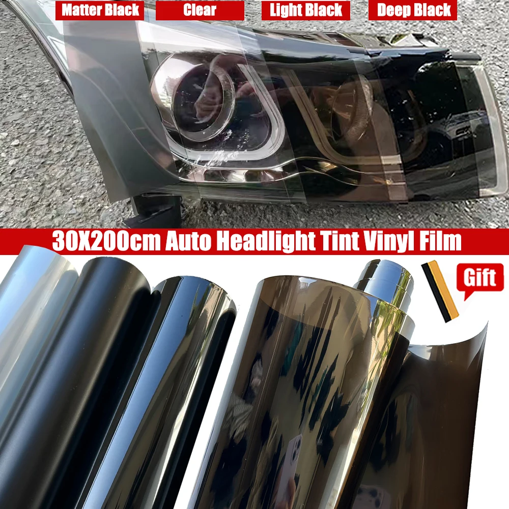 Glossy Transparent Light Black Smoke PVC Film Tint Headlight Taillight Wrap Cover Film Vinyl Foil Sticker Car Waterproof Sticker