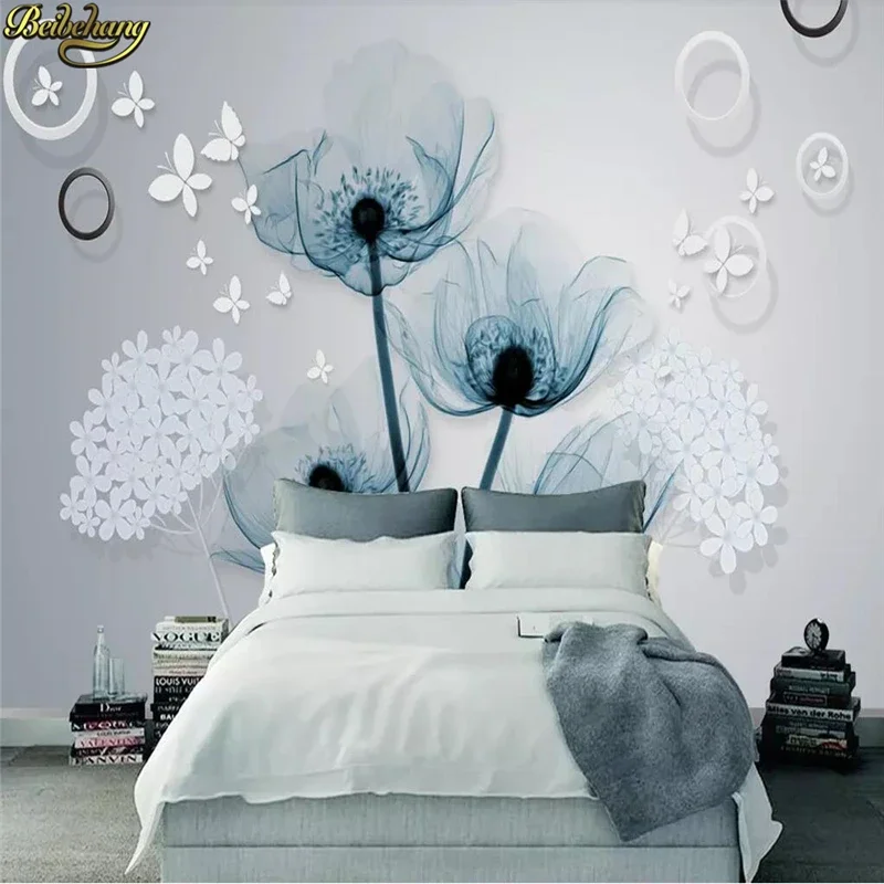 

Настенные фотообои в европейском стиле с цветами, 3D-эффект, для гостиной, за телевизором, за диваном, декор для дома, наклейки