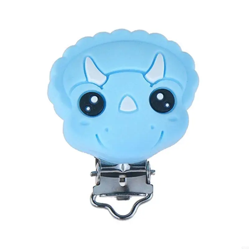 

Q22D Cartoon Dinosaur Pacifier Clips Silicone Baby Teether Safety Clamp
