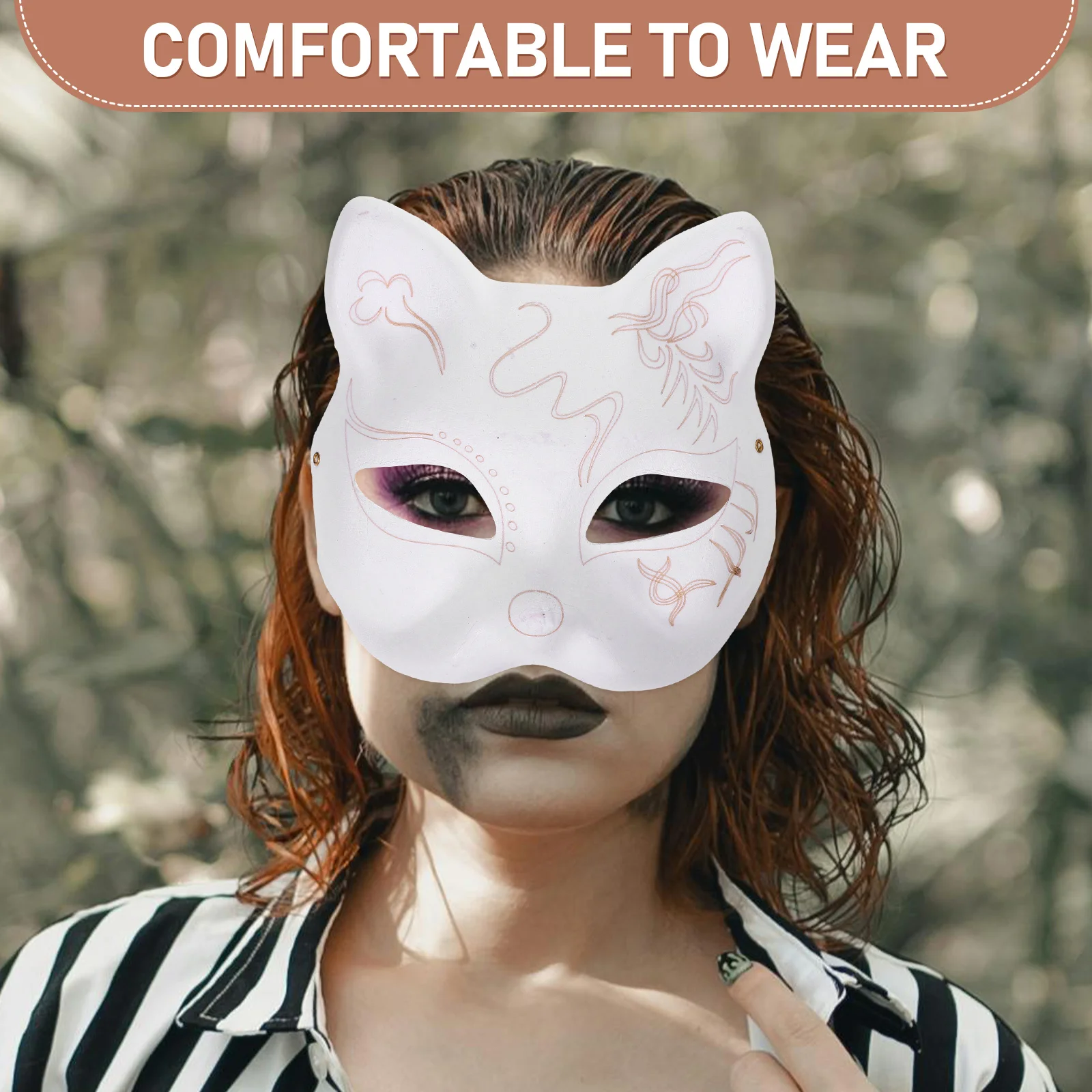

Cat Paper Mask Paintable Lightweight Comfortable Mask for Party Cosplay Halloween Masquerade Blank Mask for Costume Painting