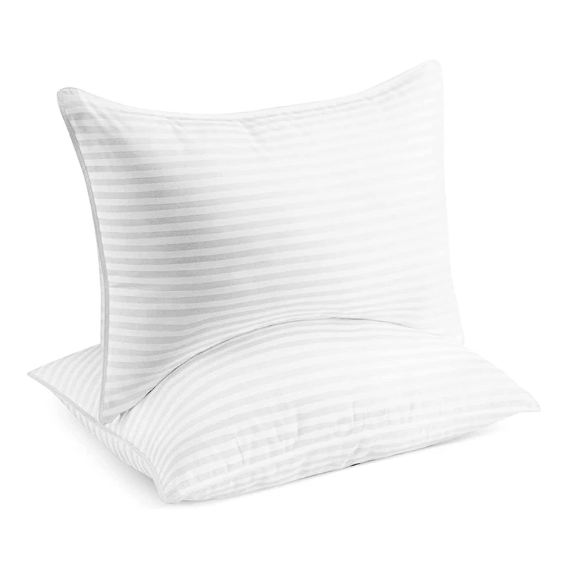 

Bed Pillows Standard / Queen Size Set Of 2 - Down Bedding Cooling Pillow For Back, Stomach Or Side Sleepers