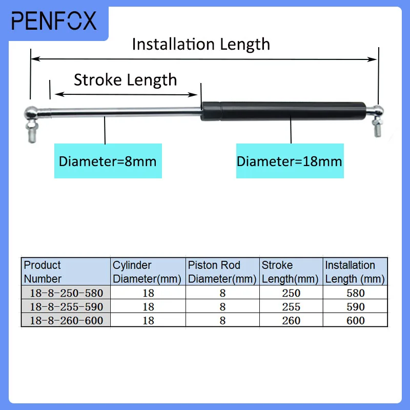 1ks 580mm-600mm 50kg/500n univerzální vzpěra barů auto vzdušina jaro otřes absorbér hydraulické dynamický vztlak podpora vzpěra pult stroj vzdušina dynamický vztlak