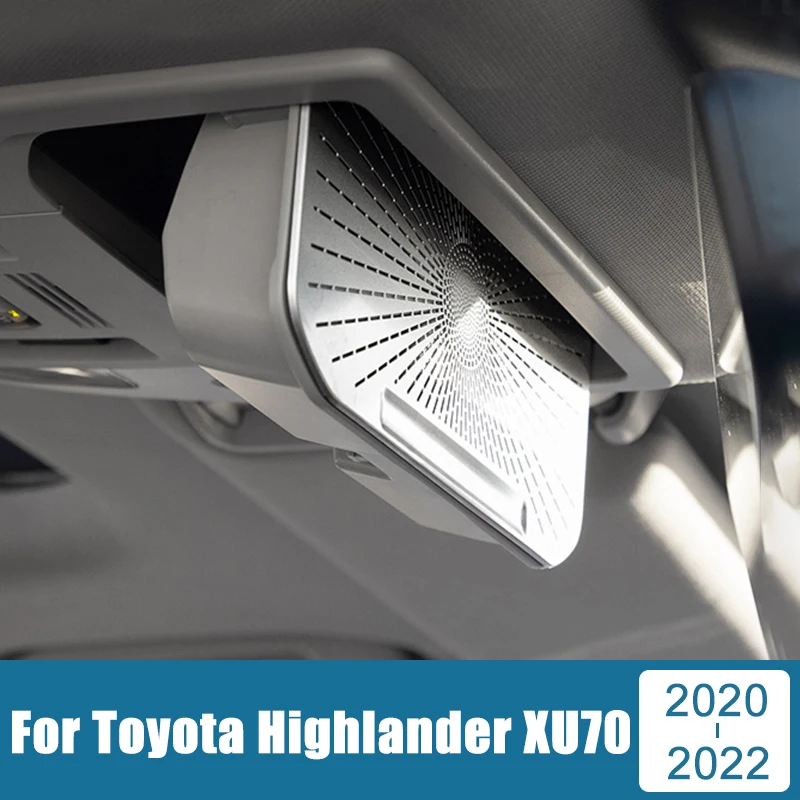 

For Toyota Highlander Kluger XU70 2020 2021 2022 Stainless Car Reading Light Cover Audio Strips Protective Horn Roof Lamp Trim