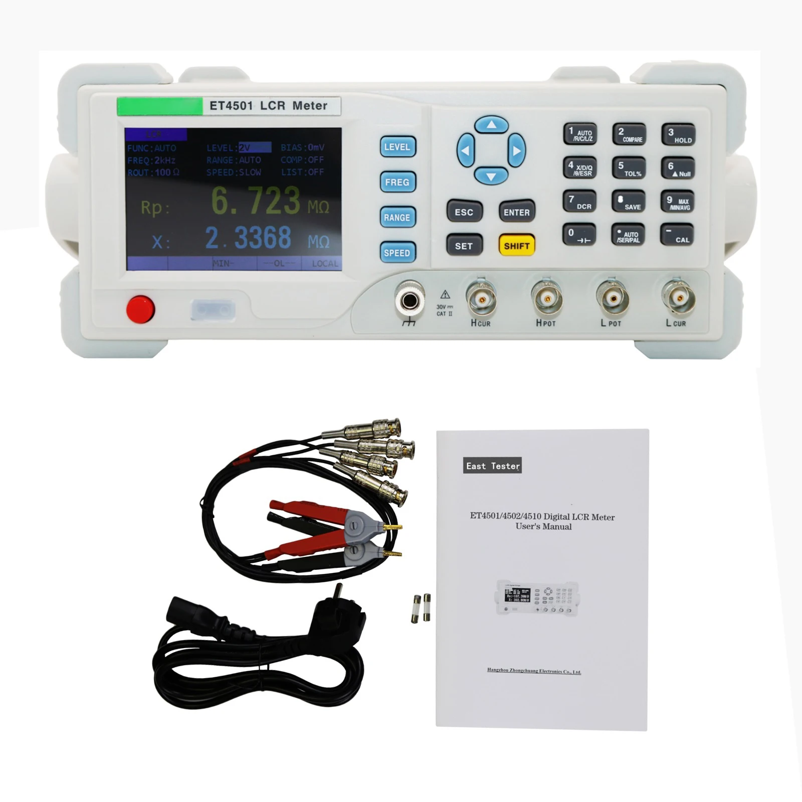 East Tester Benchtop LCR Meter Precision Digital Lab Tester for Apacitance Ground Insulation Resistance Inductance Accuracy 0.1%