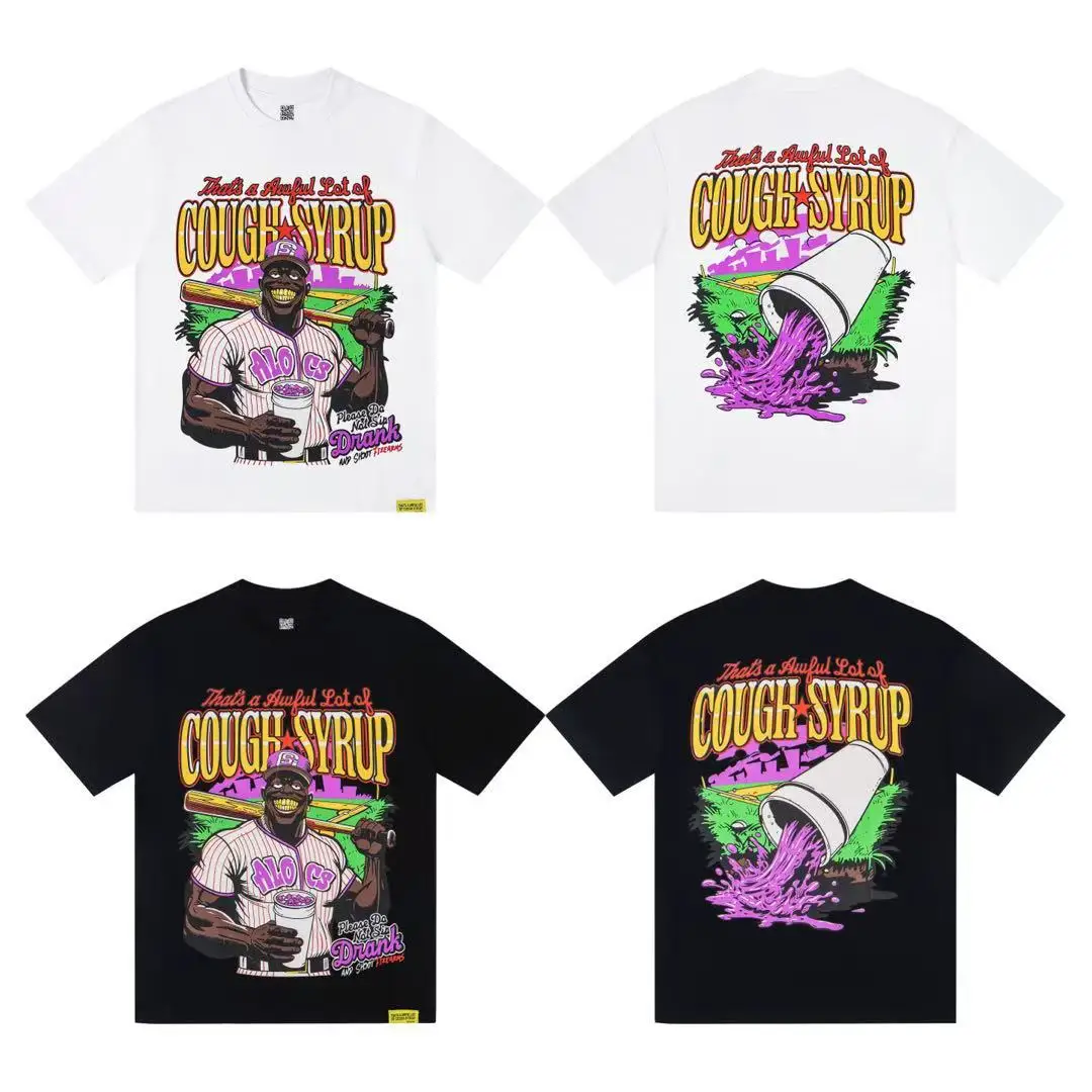 

That's A Awful Lot of Cough Syrup Tshirts Casual Streetwear Graffiti Print Short Sleeve Y2K Cotton Breathable Men Women Tops