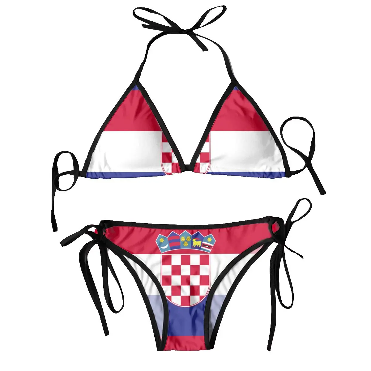 Women Sexy Bikini Set Bra Halter Thong Swimsuit Beachwear Bathing Flag Of Croatia Republic Of Croatia