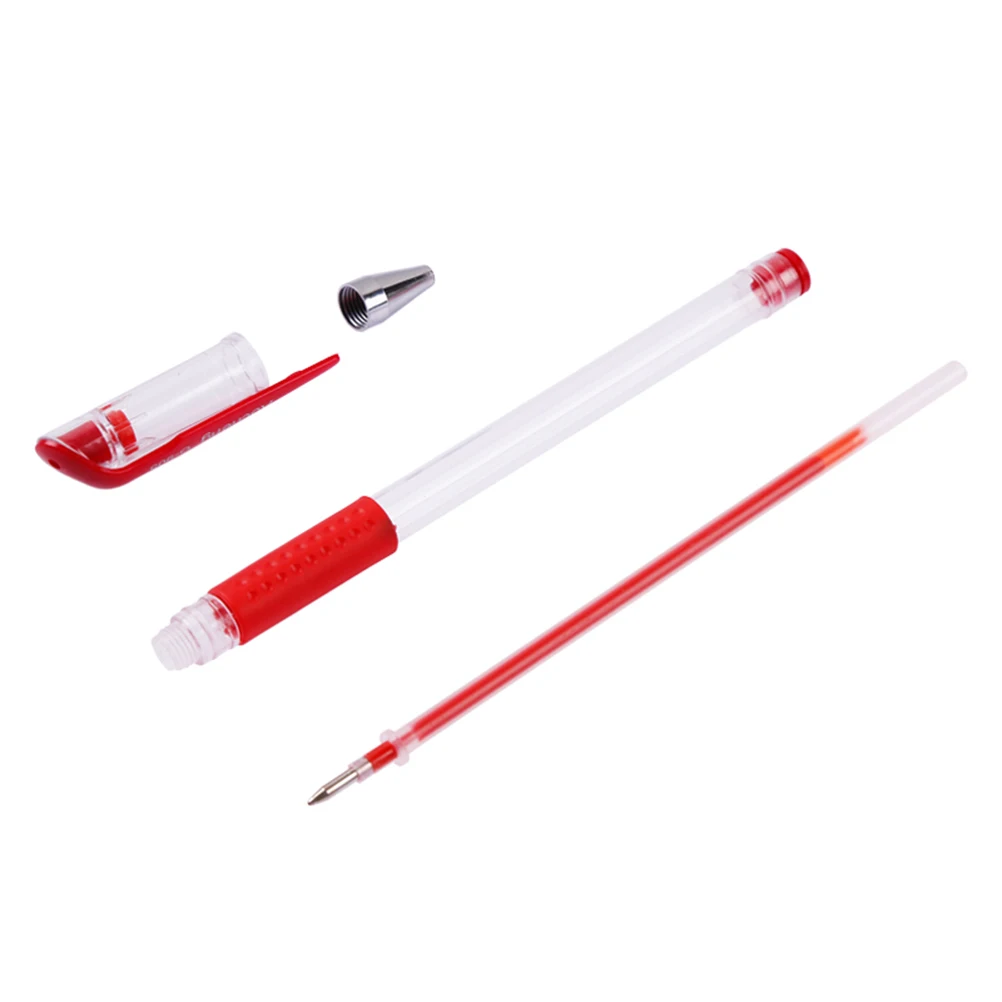 

12Pcs Gel Ballpoint Pens 0.5mm Fin Tip Comfortable Grip Minimalist Design for Students Office Home Red Gel Ink Pens