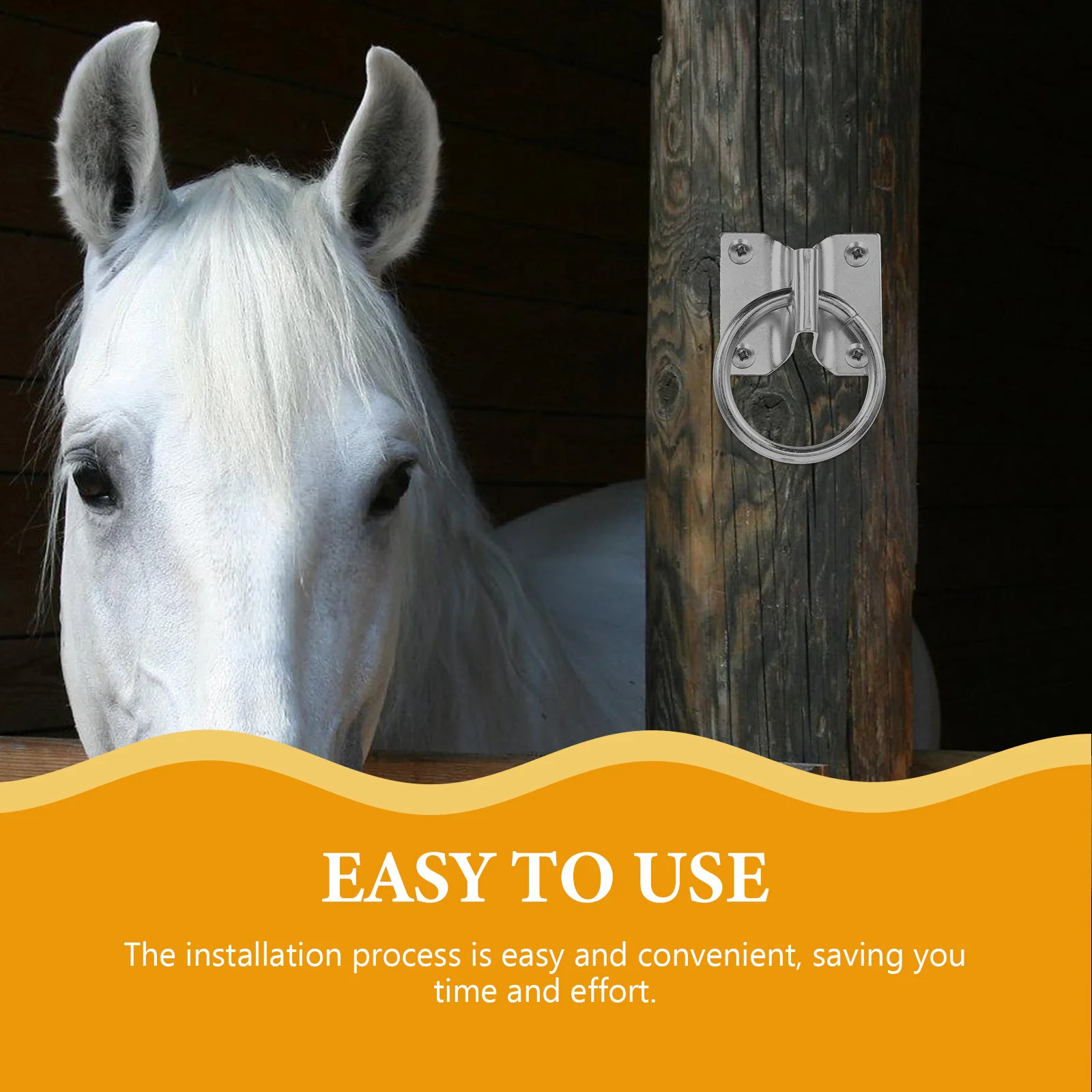 4Pcs Convenient Horse Tie Ring Set Rust Resistant Solid Build with Sharp Screw Fastener for Stable Barn Stall Riding Safety