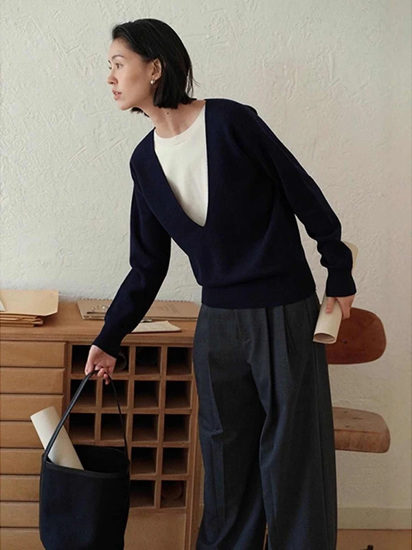 Fashionable Knitted Base Layer Shirt Women's Spring Autumn Winter New Design Sensation Sweater Top Inner Wear Commute Style S...